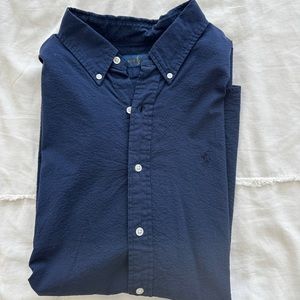 Men’s Polo Navy Linen Shirt